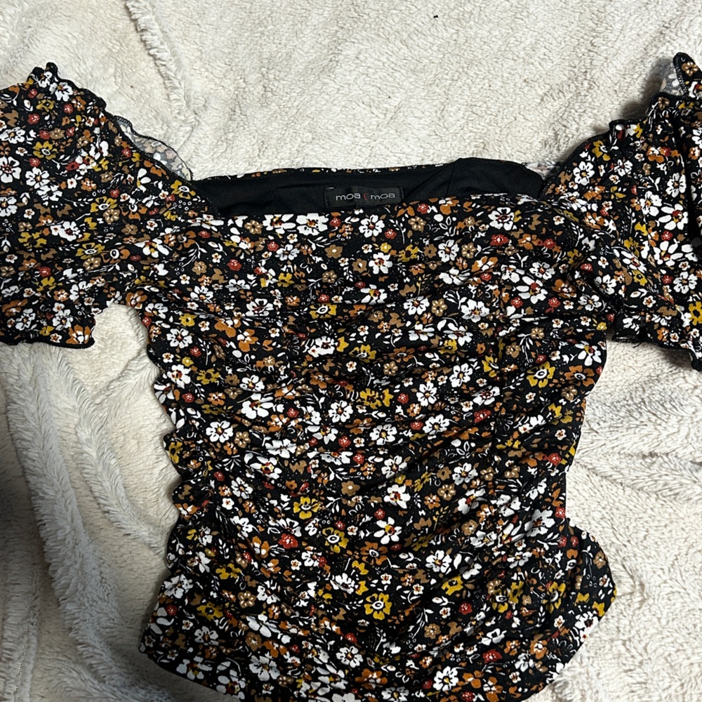 fall flower crop top